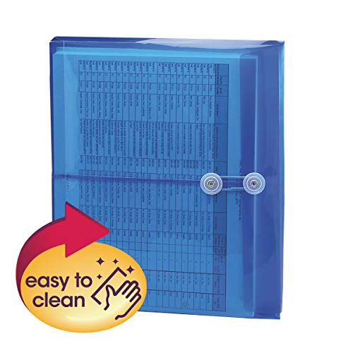 Smead Poly Envelope, 1-1/4" Expansion, String-Tie Closure, Side Load, Letter Size, Blue, 5 Per Pack (89522) #TOP1