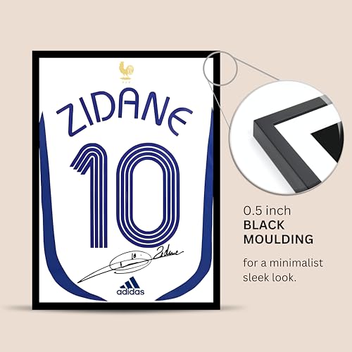 Image of Posternet Zinedine Zidane Wall Poster Frames | 8x12 inch | World Cup special signed Jerseys Series | Hanging Wall Artwork Frames for Living Room, Bedroom, Office and Etc