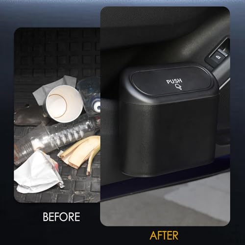 Image of Car Trash Can with Lid, Mini Auto Garbage Bin Organizer, Automotive Storage Container, Suitable for Vehicle, Home, and Office
