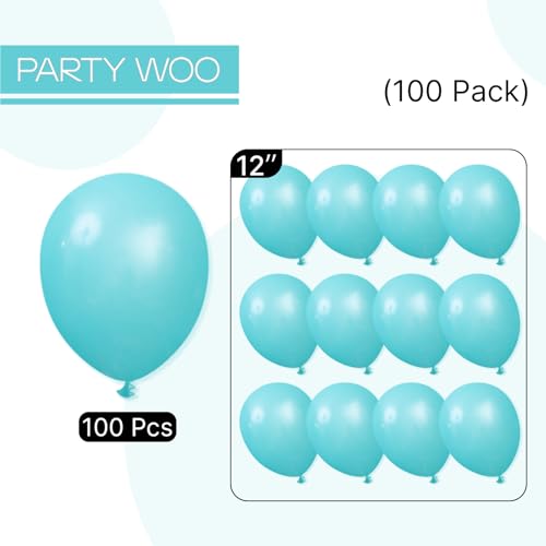 Image of PartyWoo Teal Balloons 100pcs 12 Inch Turquoise Dark Teal Latex Balloons for Baby Shower Wedding Anniversary Gender Reveal Graduation Mermaid Birthday Pool Bachelorette Party Decorations Blue-Y69