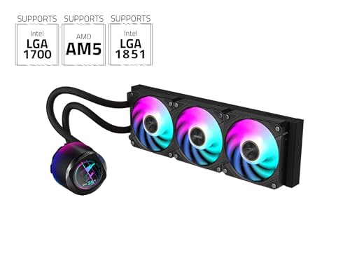 Image of AORUS WATERFORCE X II 360 Liquid CPU Cooler, 360mm Radiator with 3X 120mm Low Noise ARGB Fans, Compatible with Intel LGA1851, LGA1700, and AMD AM5(GP-AORUS WATERFORCE X II 360)