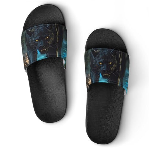 Fierce Panther Slippers for Men Wormen Shower Bathroom Slipper Indoor Beach Non Slip Sandal