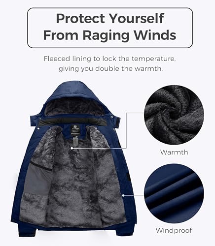 Image of Wantdo Men's Mountain Waterproof Ski Jacket Windproof Rain Jacket Winter Warm Hooded Coat