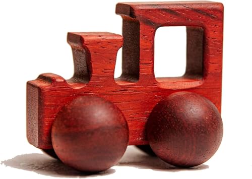 Fiegcit ミニカー 木のおもちゃ ガラガラ 安全無塗装 クルミの木 ラトル スポーツカー 車 知育玩具 1 2 3 4 5 6歳 子供 新生児 幼児 おもちゃ 入園祝い 出産祝い 祝日 ギフト (クラシックカー-レッドウッド)