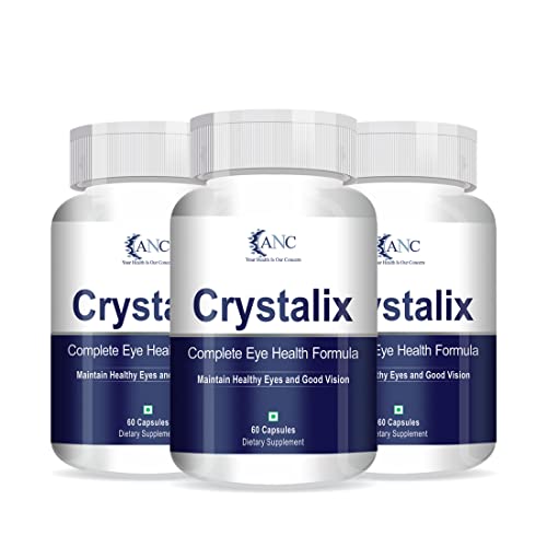 Image of ANC Crystalix Eye Supplement Lutein, Zeaxanthin, Vitamin A, Vitamin B2, Vitamin E Support Eye Health, Helps in Improve Vision, Kids & Adults, Digital Safe Guard, Blue Light, Veg 60 Capsules-Pack of 3