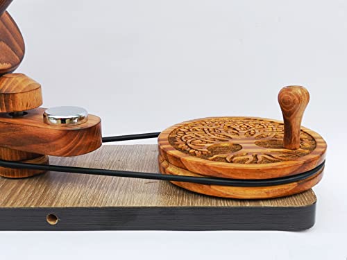 Image of Hind Handicrafts Wooden Yarn Ball Winder for Knitting Crocheting - Handcrafted - Natural Hand Operated - Knitter's Gifts Center Pull Ball Winder (Tree of Life 1A)