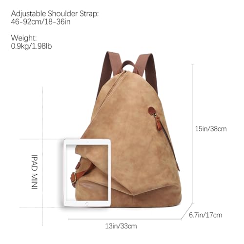 Image of KL928 PU Leather Vintage Backpack - Large Casual Daypack Outdoor Travel Rucksack Hiking Backpacks for Men Women