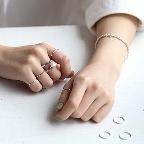 CANDYFANCY 925 Sterling Silver 1.2mm Stacked Midi Thin Rings for Women Knuckle Ring Band Stacking Ring Set Size 2.5-8.5 - Image 5