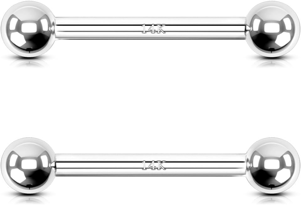 OUFER Gold Nipple Rings, 2PCS 14G Nipple Piercing Jewelry