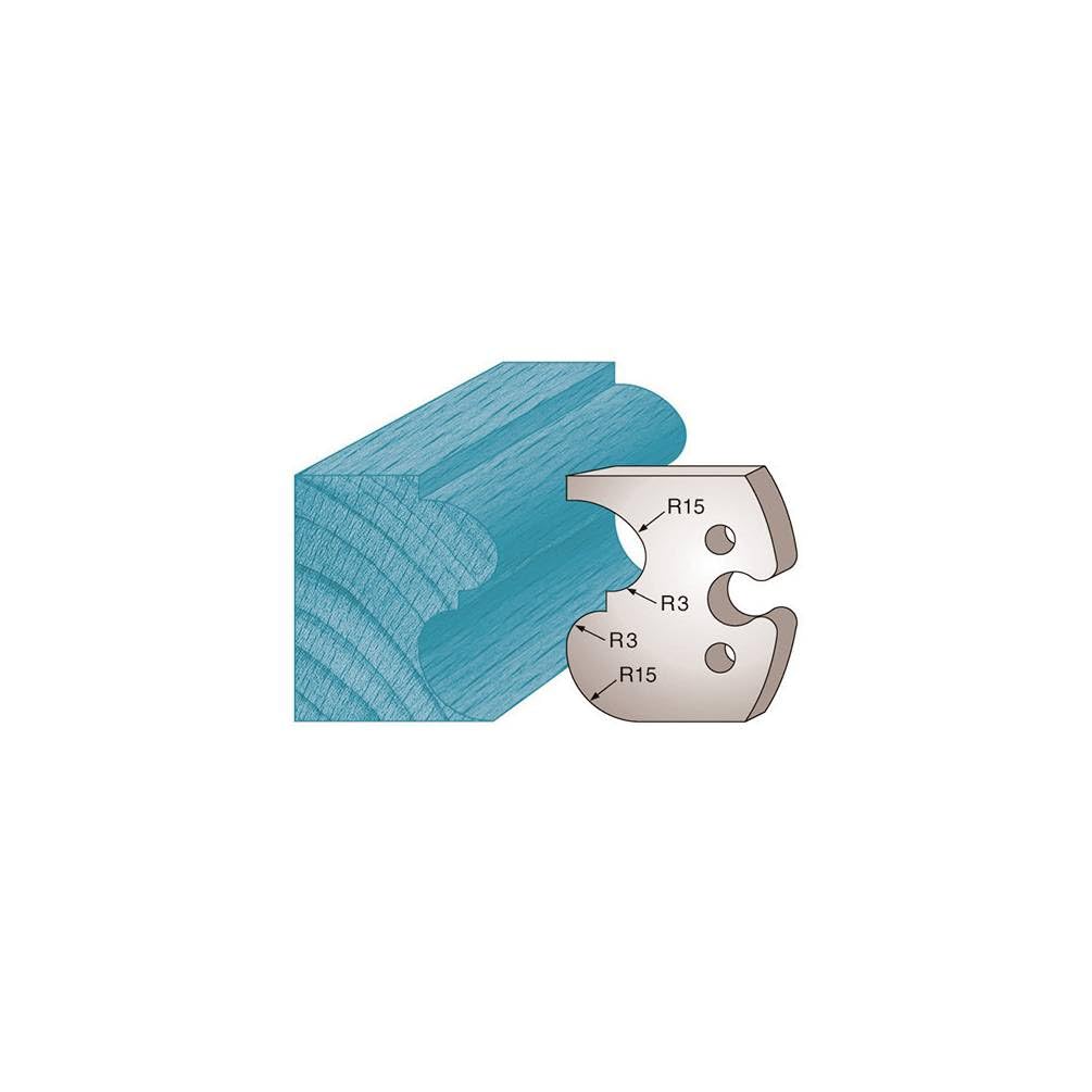 Jeu de 2 fers profilés Ht. 50 x 5,5 mm scotie et bec de corbin M216 pour porte-outils de toupie - Diamwood Platinum