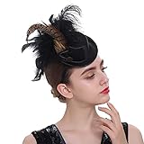 LATIMOON Mini Top Hat Fascinator Headband Feather Top Hat for Derby Tea Party，Tiny Gatsby Fascinators Hats for Women