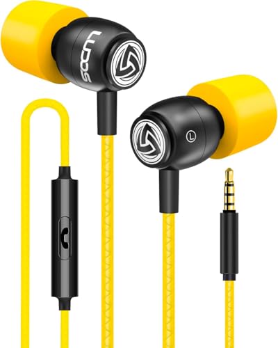 Image of LUDOS Clamor Wired Earbuds in Ear Headphones with Microphone, Earphones with Mic and Volume Control, Memory Foam, Reinforced Cable, Bass Compatible with iPhone, Apple, iPad, Computer, Laptop, PC