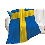 NOLYXICI Swedish Flag Throw Blanket Soft Flannel Printed Pattern Decorative Blankets for Bed Sofa
