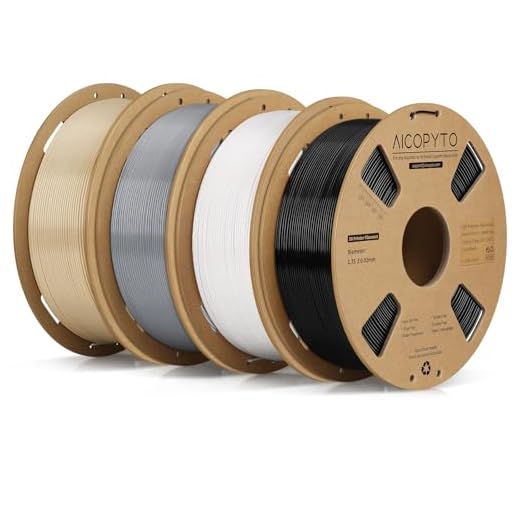AICOPYTO PETG Filament Bundle 4KG, High Speed 30-600mm/s Filament Rapid PETG 1.75mm Dimensional Accuracy +/- 0.02mm, 1kg Cardboard Spool(2.2lbs) Fits for Most FFF 3D Printers, Black+White+Grey+Beige