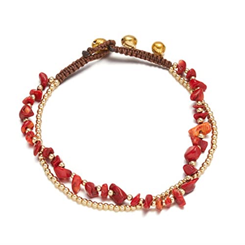 Tobilleras de mujer estilo playa pulseras de tobillo tejidas doble capa