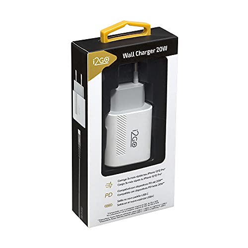 Carregador De Parede Ultra Rápido 20W Com 1 Saída USB-C Power Delivery I2GO - I2GO PRO Branco (cabo