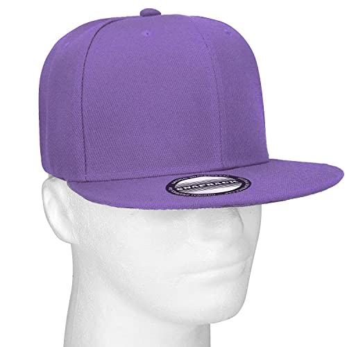 Image of Classic Snapback Hat Cap Hip Hop Style Flat Bill Blank Solid Color Adjustable Size