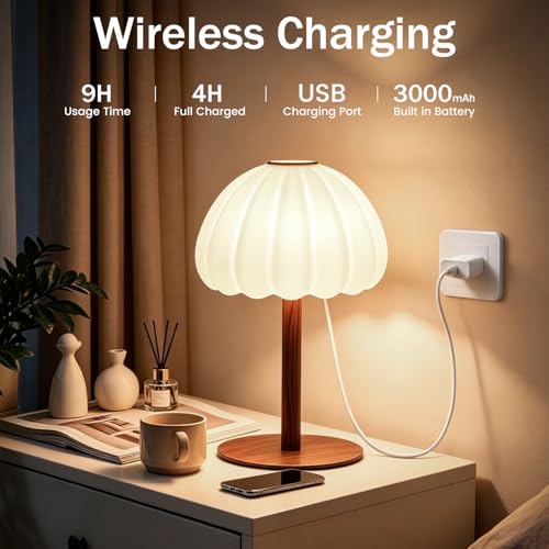 Image of Cordless Shower Lamp, IP65 Waterproof Rechargeable Cloud Light, Touch Dimmable Table Lamp with 3000mAh Battery, 4 Modes Color Changing Mood Light for Inside Shower, Bathroom, Bedroom