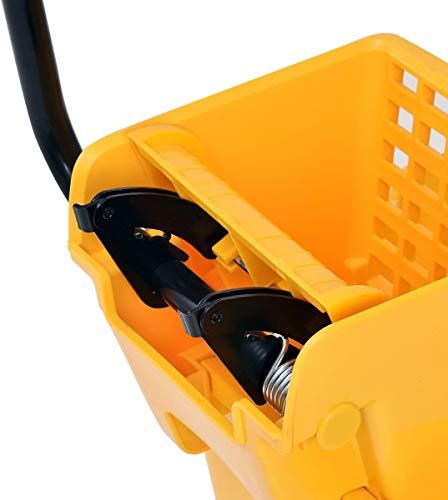 Image of Nightcore Commercial Mop Bucket and Side Press Cleaning Wringer Portable Trolley On Wheels,All-in-one Tandem Floor Cleaning,Wavebrake. Ideal for Household,Commercial (34 Quart)