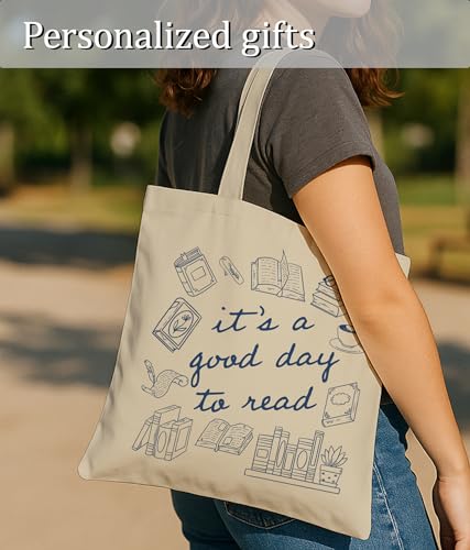 Image of Book Lovers Gifts Tote Bag for Bookish Readers, Aesthetic Book Tote Bag for Librarian, Medium Size with Inner Pocket