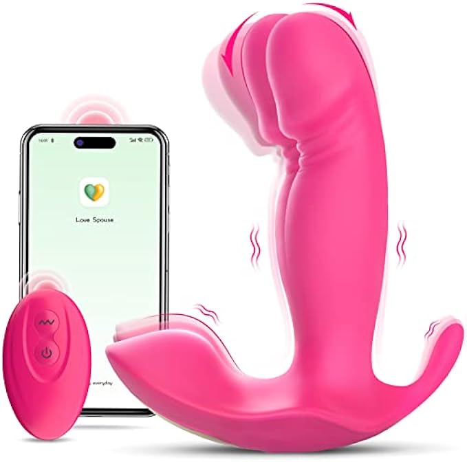 Wearable G Spot Dildo Vibrators Adult Sex Toys for Women or Men, App Remote Control Panty Clit Mini Vibrator with 10 Quickly Wiggling & Vibrating Modes Vibrating Panties Quite Rose Dildos Sex Machine