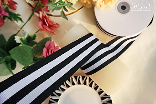 Black And White Taffy Striped Fabric Grosgrain Ribbon 1-1/2 Inch Wide 25 Yards Black Striped Ribbon For Bouquet Favor New Year Gifts Wraps Craft Trim Embellishments Valentine's Day Supplies Decoration #TOP2