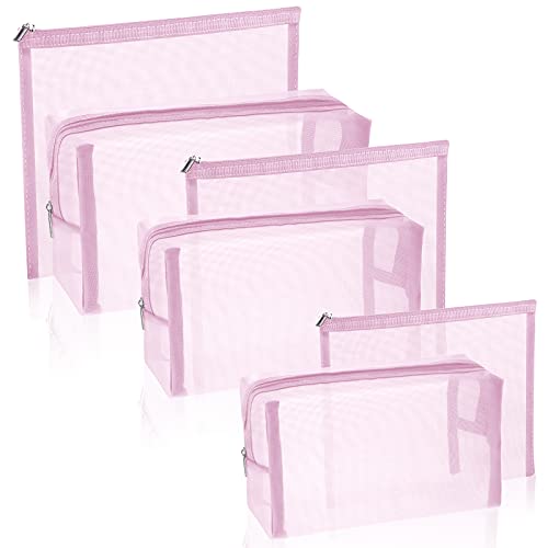 Boao 6 Pieces Mesh Makeup Bags Mesh Cosmetic Bag Portable
