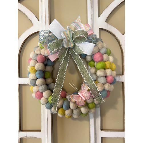 13'' Pastel Spring Wreath, Natural Soft Wall Decor, Wreaths for