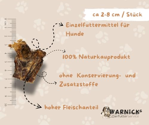 Warnicks Tierfutter - 1 KG Rinderdörrfleisch Abschnitte - Schlundfleisch - Dörrfleisch - 1 x 1000g - Rinderschlund für Erwachsene Hunde - Medium - 1000 Gramm
