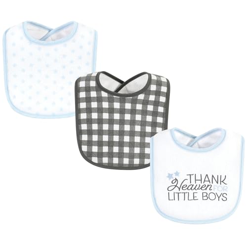 Image of Hudson Baby Unisex Baby Fiber Filled Drooler Bibs 3pk, Thank Heaven Blue Stars, One Size
