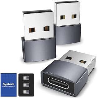 Syntech Adapter USB C żeński na USB męski, zestaw 3 szt., aluminiowa obudowa, wysoka stabilność] konwerter typu C na USB A, kompatybilny z iPhone 15 Plus Pro Max, Apple Watch Series 9 Ultra2 AirPods