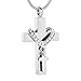 Stainless Steel Cross Memorial Cremation Ashes Urn Pendant Necklace Keepsake Jewelry Urn