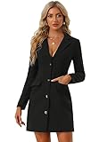 Allegra K Women's Blazer Dress Notched Lapel Collar Office Work Jackets Outfits Medium Black