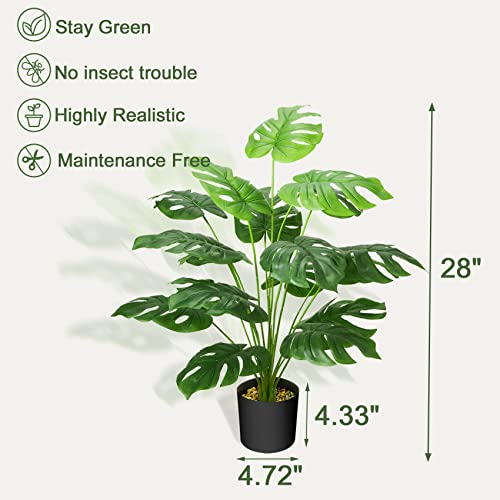 Guheake 28" Fake Plants Large, Artificial Floor Faux Monstera Plant With Planter For Home Office Decor Indoor #TOP1