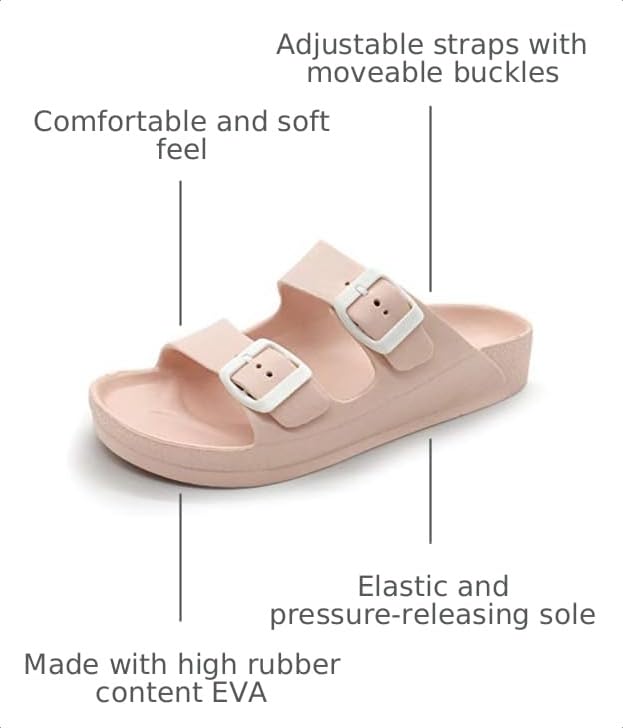 Image of Luffymomo Women's Eva Double Buckle Slides Sandals | Soft Footbed Adjustable Slip on Sandals, Comfortable Summer Beach