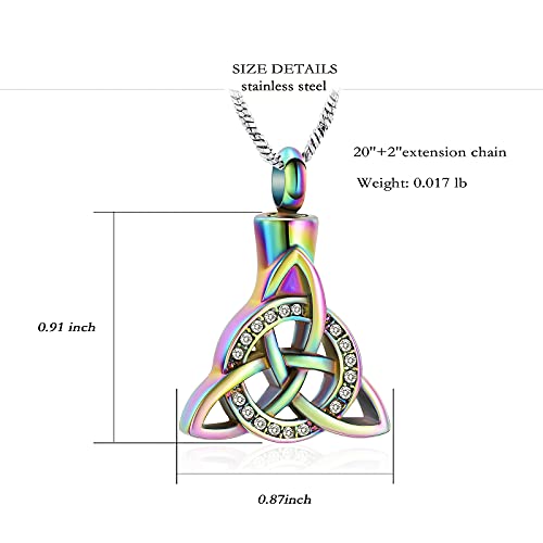 Yinplsmemory Cremation Jewelry Celtic Knot Urn Necklace for Ashes Stainless Steel Triangle Vintage Crystal Circle Ashes Keepsake Necklace2