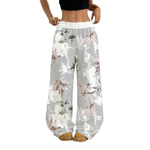Image of Camo Pants Women Wide Leg Sweatpants Baggy Y2K Camoflage Pants Elastic Waisted Loose Casual Lounge Trousers Joggers