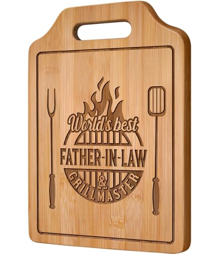 AceThrills Father In Law Father Day Gifts for Father In Law Birthday/Christmas Gift - Engraved Cutting Board 12.3"L × 8.7"W × 0.4"Th