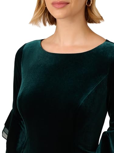 Image of Adrianna Papell Velvet Bell Sleeve Short Dress