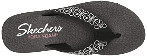 Image of Skechers Women's Meditation Black /Silver Slipper-4 Kids UK (119137-BKSL)