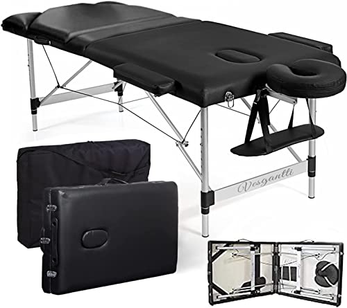 Table De Massage Pliable EUROPA - Cadre Aluminium - Dimensions 192x70cm, Hauteur Réglable 62-84cm - Poids 16kg - Neuf En Carton