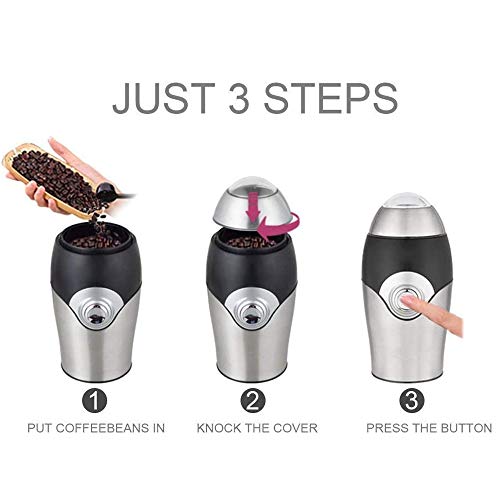 Electric Coffee Grinder,One-Touch Blade Grinder,200W Stainless Steel Powder Grinding Machine for Nuts Herbs,Grains,Spices,Sugar