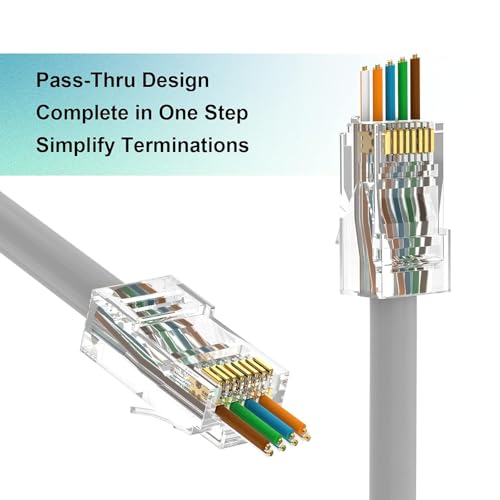 Image of C & E C & E-RJ45 Ethernet Cable Connectors - 100-Pack for Cat5e /Cat6, Easy Crimp, Plugs