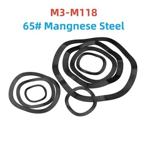 Mdingbao-V[bV[ M3 M4 M5 M6 M8 M10-M118 65# Mangnese Steel Bearing Shafts Three Wave Crest Type Spring Washer Gasket Wave Wash