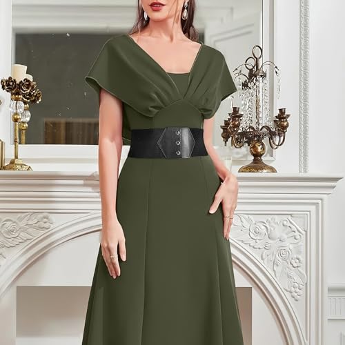 WHIPPY Women Wide Elastic Belts for Dress Snap-Button Stretch Corset Belt Ladies Stretchy Waistband2