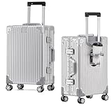 EclatVivid Maleta 100% de aluminio, equipaje de aluminio de 20 pulgadas con cerradura TSA, portavasos (plata, equipaje de mano de 20 pulgadas), Silver, Carry-On 20-Inch, Clásico