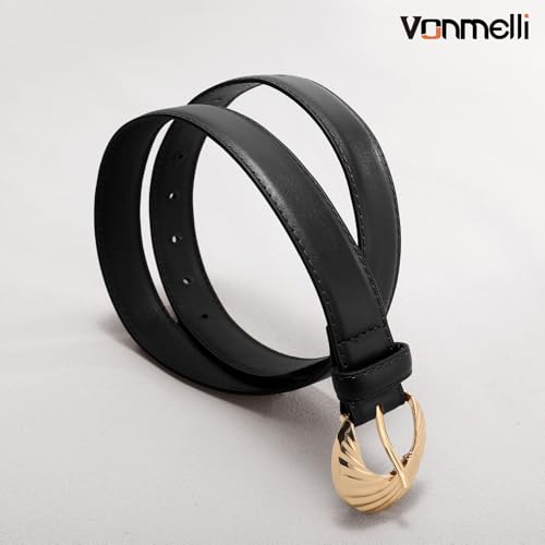 VONMELLI Womens Belts for Jeans 1.1" Width Ladies Belts for Dresses Gold Buckle Belt4