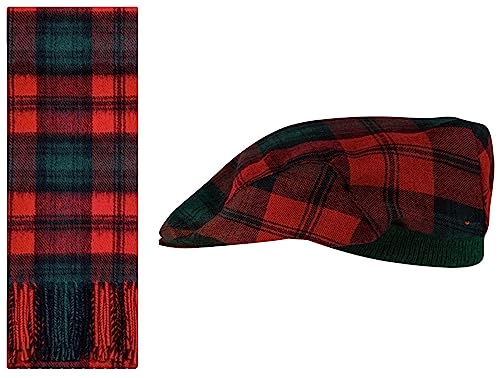 Ensemble cadeau foulard et casquette plate en laine motif Tartan