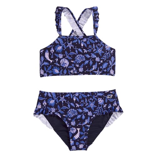 Image of Vineyard Vines Girls' Girls' Ruffle High Neck Two Piece