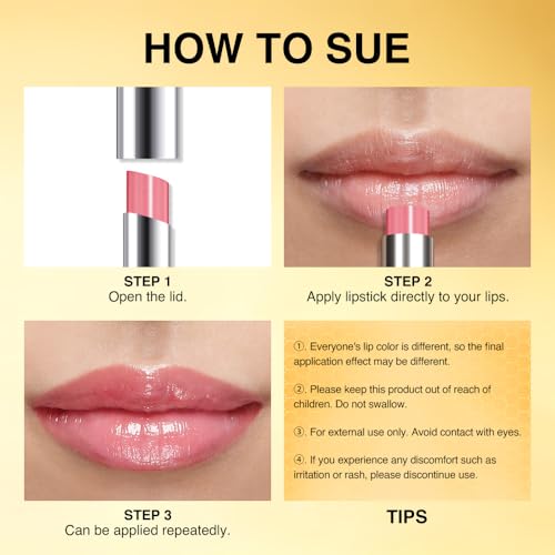 Image of Pink Honey Tinted Lip Balm for Women, Hydrating Lip Oil Stick Lip Gloss Lipstick for Mature Skin, Sheer Lightweight Moisturizing Lip Tint Balm with Natural Shine, Vegan & Cruelty-Free